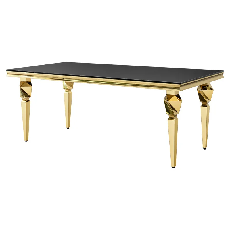 

Modern light luxury tempered glass dining table villa high-end design sense 220cm long table Italian dining