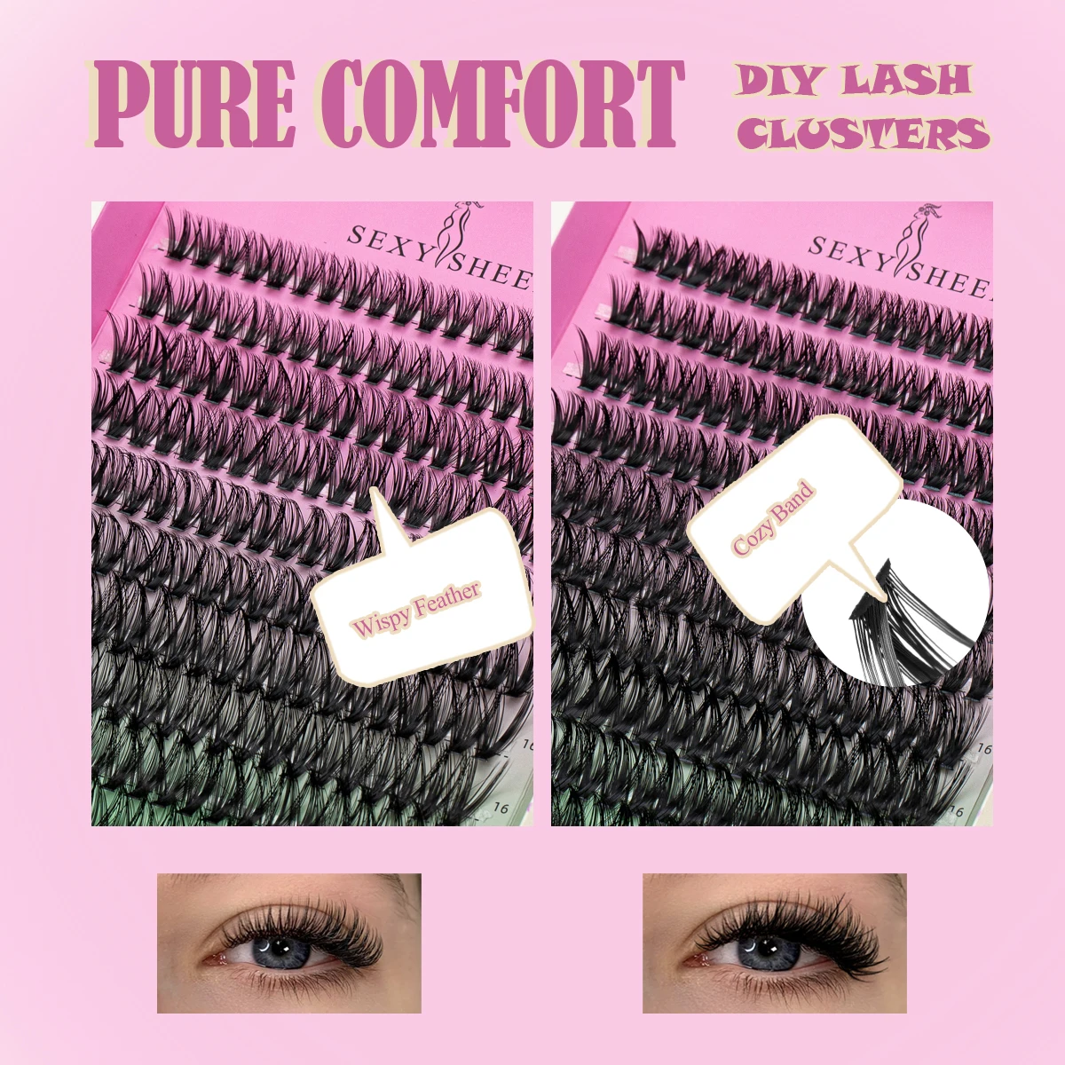 DIY まつげまつげクラスターキットナチュラルふわふわ個別まつげエクステンションまつげボンド & シールまつげピンセットメイクアップ