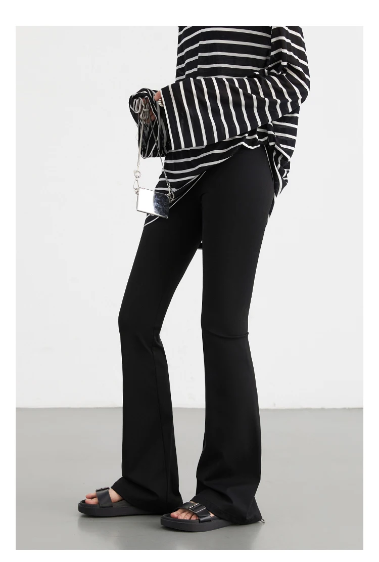 CHIC VEN Women Long Pants Slim New High Waisted Elastic Casual Pant Female Black Flared Trousers Yoga Clothing Autumn 2026