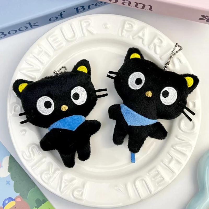 Chococat أفخم المفاتيح Kawaii القط الأسود لينة أفخم حقيبة سحر لطيف على ظهره محفظة مفتاح حامل الديكور للفتيات النساء الهدايا