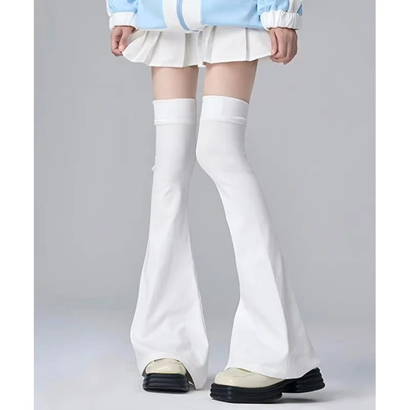 

Subculture Homemade Solid-Color Sweet-Style Over-the-Knee Ruffled Stacked Thigh-High Slimming Loose Sock Set & 2D Wide-Leg Set