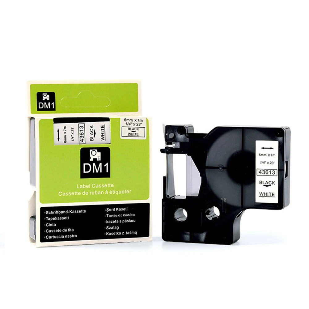 1 pack 6mm 43613 black on white label tape compatible with DYMO D1 43613 ribbon for LabelManager 160 280 label maker