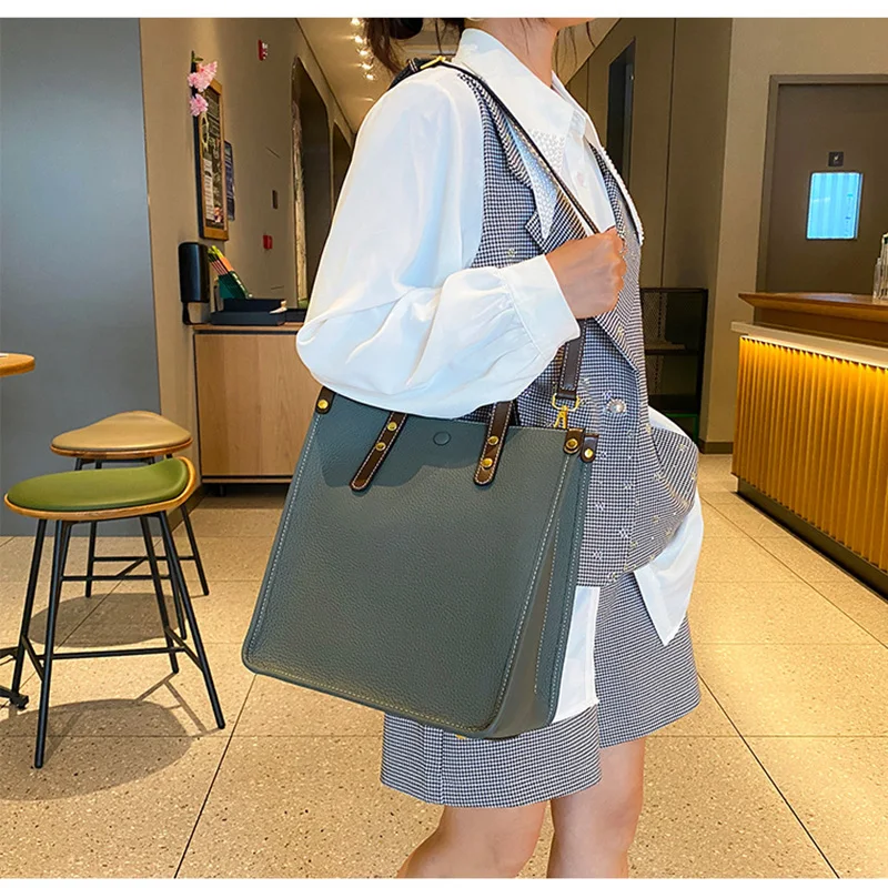 2023 New Women\'s Briefcase Handbag Genuine Leather Large Capacity Tote Bag Female Business Portable Messenger Lady Shoulder Bag