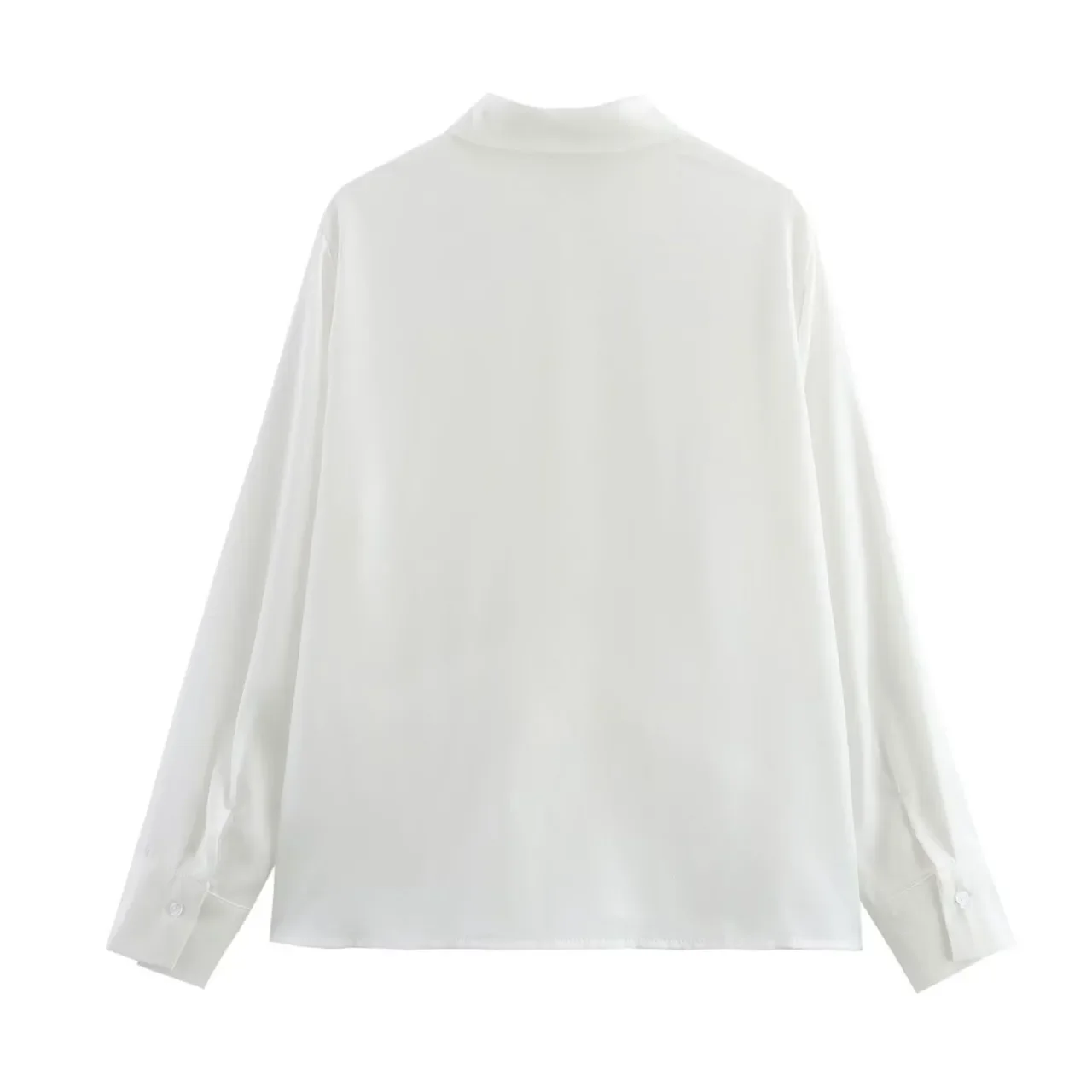 

Новая женская одежда: универсальная однотонная рубашка с воротником, на пуговицах, с длинными рукавами и вертикальными завязками.