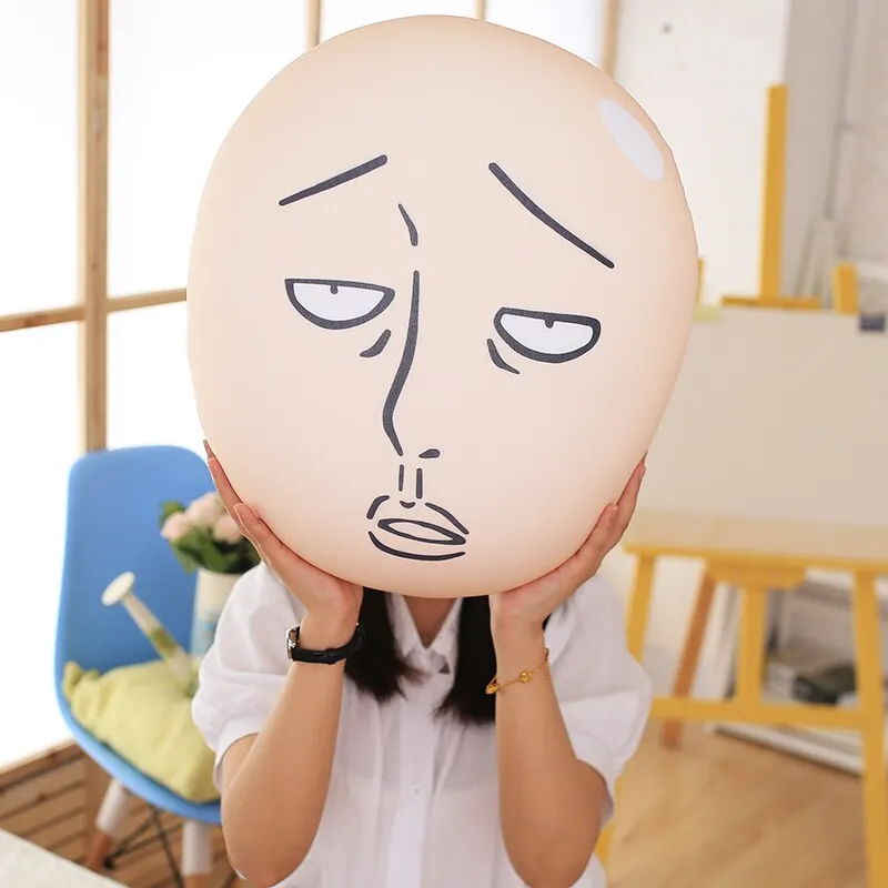 Anime One-Punch Man Saitama Foam Particles Plush Toy Soft Cushion Throw Pillow Elastic Round Zomi Doll Home Decor Gifts for Fans