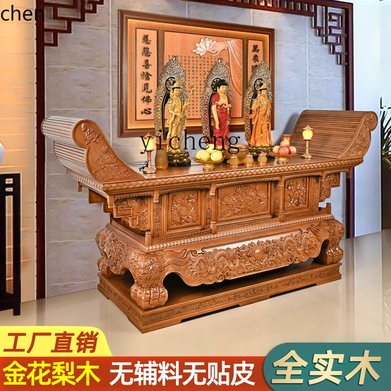 ZML Table d'autel en bois massif Table d'encens bouddha huit immortels dieu offrant Table de bouddha