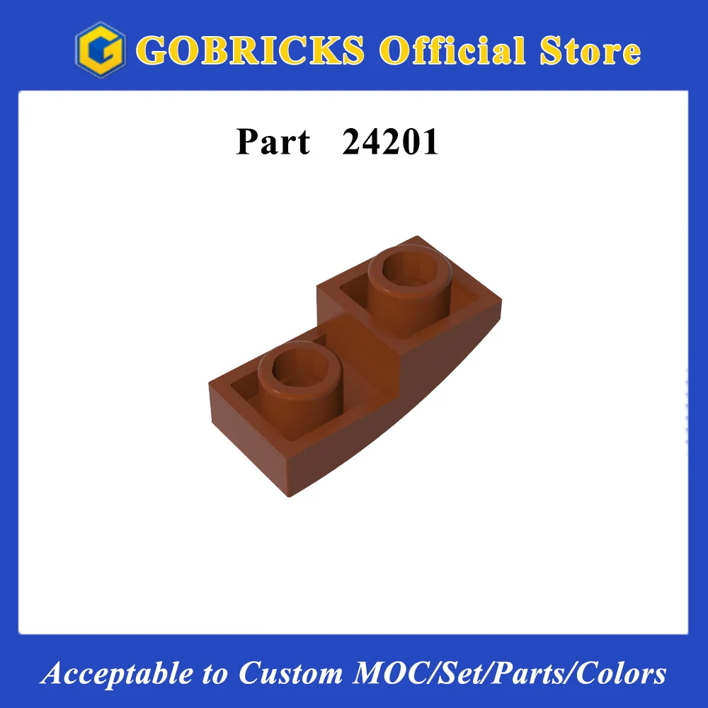 Gobricks 1 Pcs 24201 Slope Curved Plastic Bricks 2 x 1 Inverted Standard Size Blocks Individual Pieces Spare Parts / Accessories