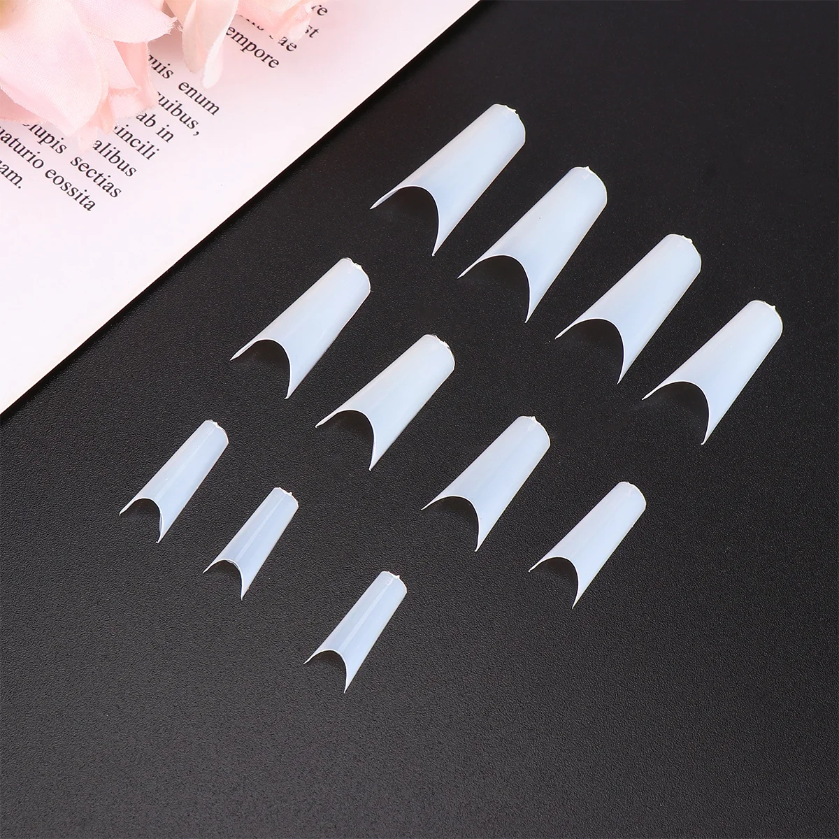 

500 Pieces High Curved C Shaped Nail Art Sticker Natural Color Creative Nail Decals for Women Girls Halloween Christmas Birthday