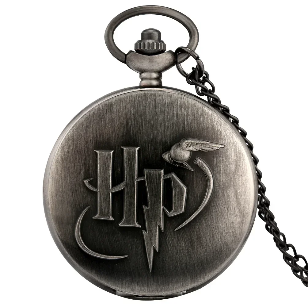 Harries Potters Peripheral Pocket Watch Men\'s Retro Hogwarts Badge Flip Cover Quartz Pocket Watch Necklace Gryffindor Clock Gift