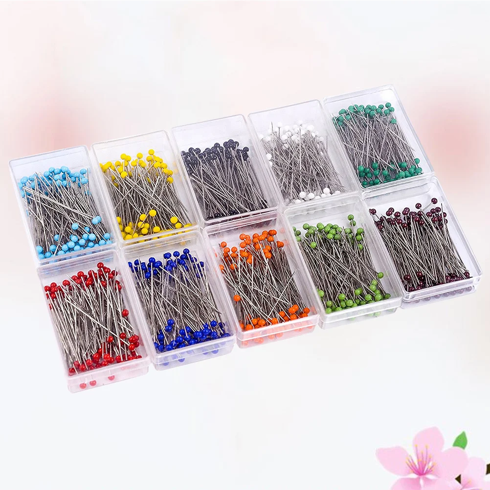 

100Pcs Multicolor Glass Pearlized Head Pins 38Mm Strong Heat Resistant Sewing Pins for Bulky Fabrics Craft DIY Ball Head Needles