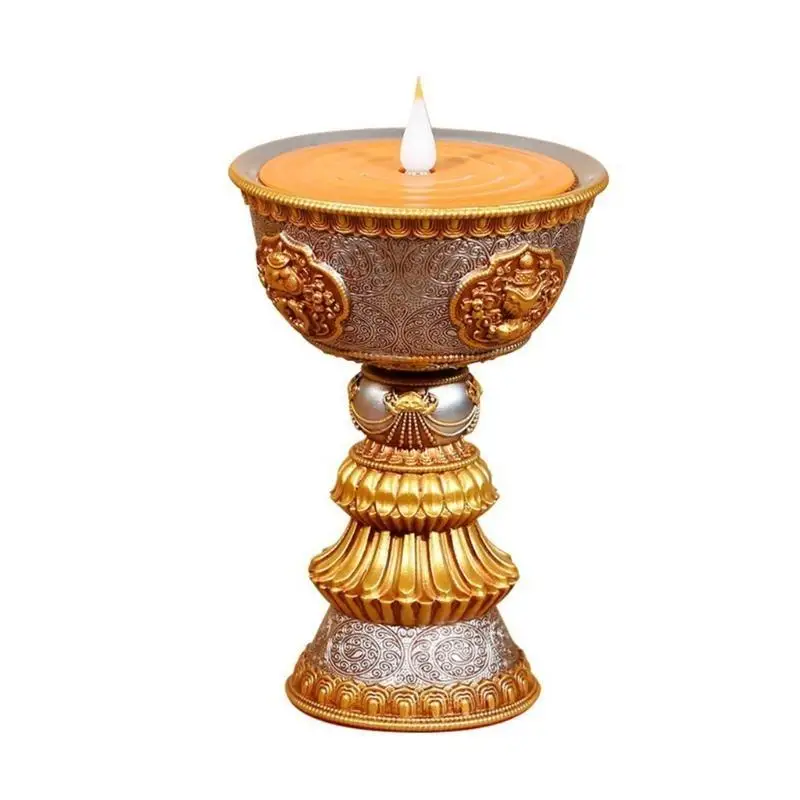 G6KF LED الراتنج مصباح التبت الزبدة الإلكترونية مصباح البوذية الجدول محور ديكور