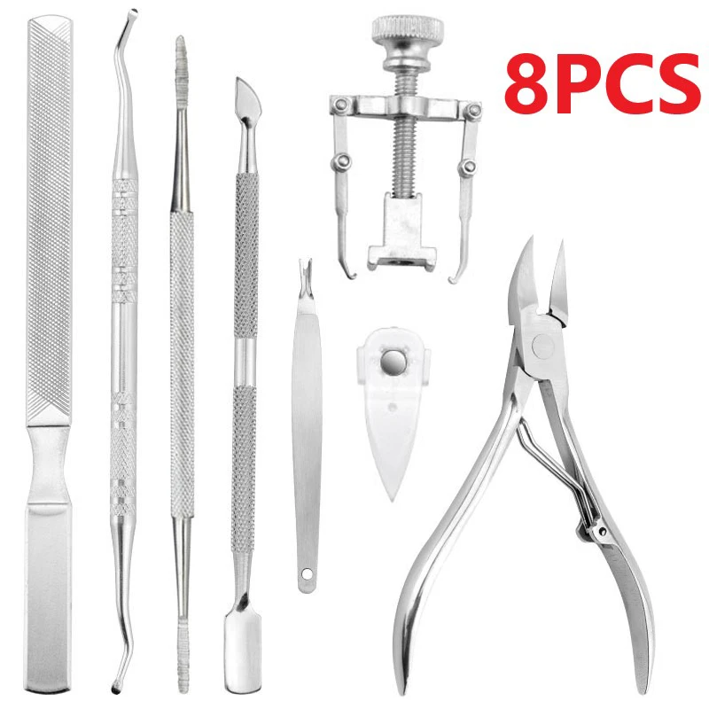 

5-8 Pcs Professional Pedicure Tools Ingrown Toenail Tools Kit Nail Care Ingrown Toenail Removal Correction Clippers Foot Care