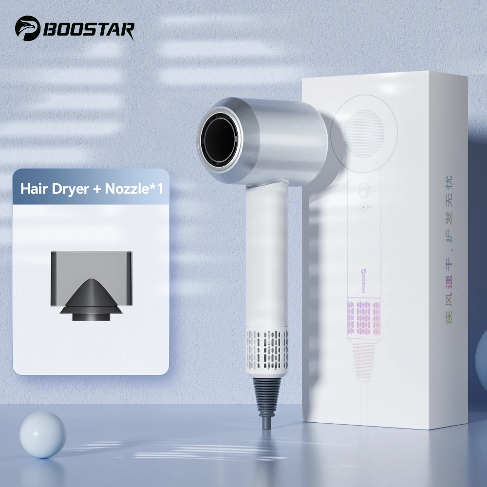 

Boostar High Speed Electric Hair Dryer 900W Lightweight Powerful Brushless Motor Low Noise Quick Dryer Ionic Blow Dryer