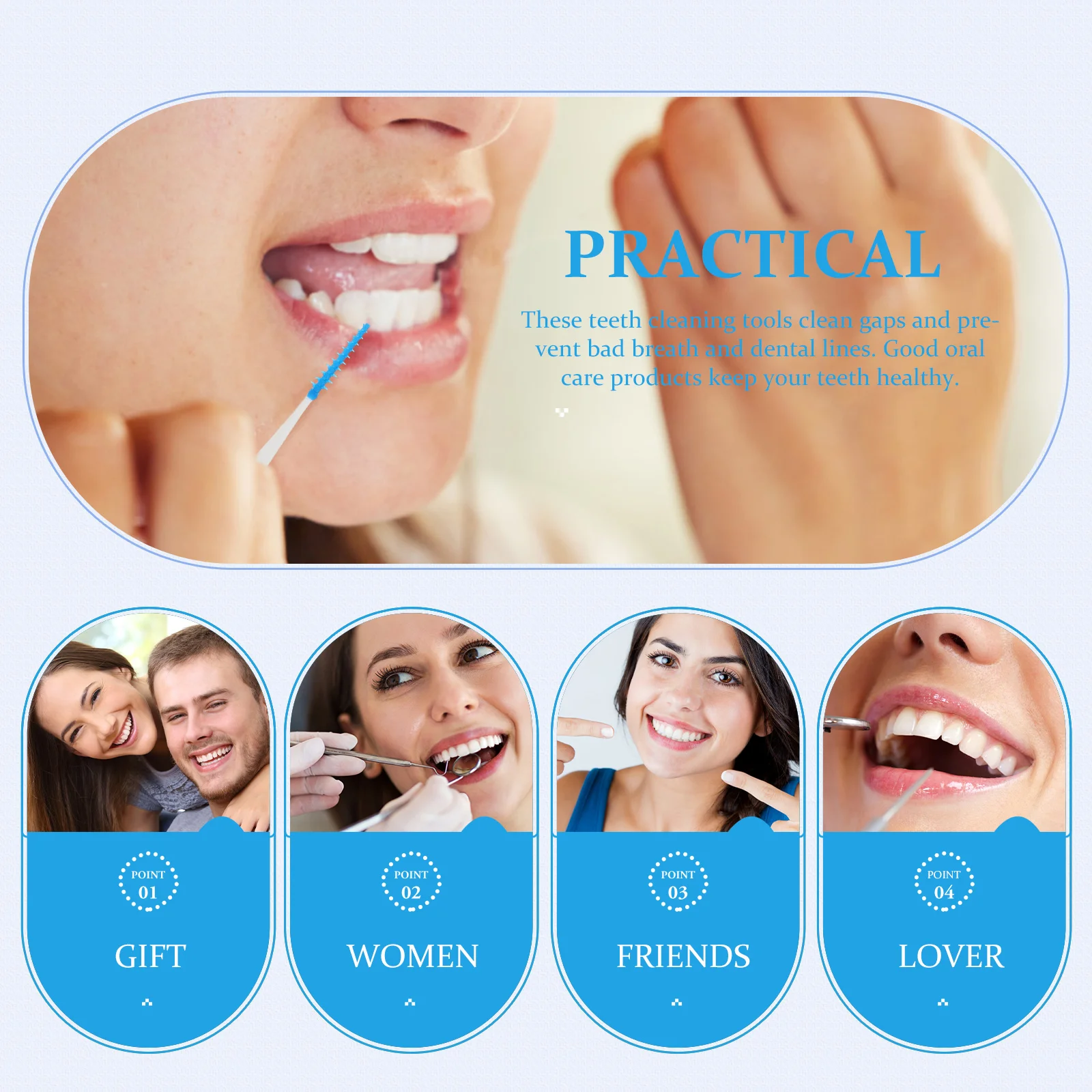 

80pcs Interdental Brushes Tooth Cleaning Tools Portable Oral Care Green Box Elastic Massager Gum Dental Travel Home Use