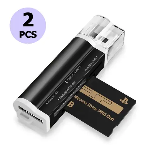 2Pcs Micro SD Card Reader 4-in-1 USB 2.0 Cardreader High Speed Data Transmission USB Adapter for TF/SD/Micro SD/MS PRO/M2 Card