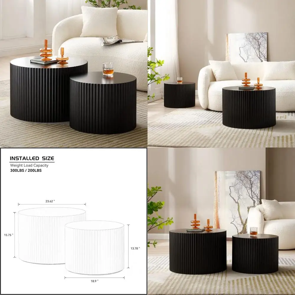 

Современный деревянный журнальный столик из 2 шт., современные круглые акцентные столы для гостиной и квартиры