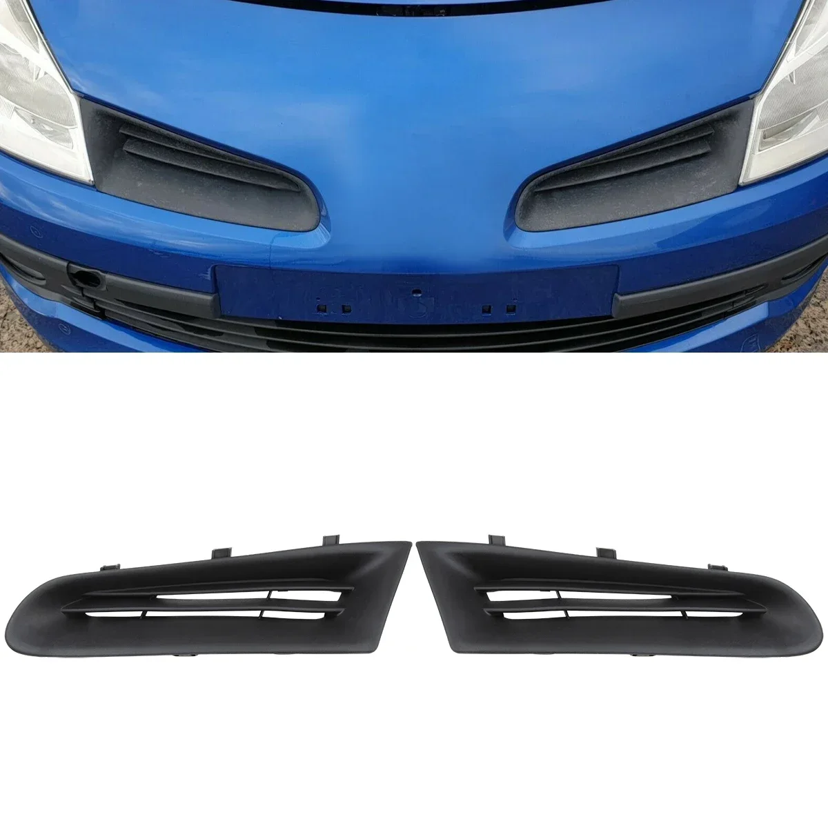 1 Pair Front Bumper Grille 7701208684 Fit for Renault Clio MK3 2005 2006 2007 2008 2009 ABS Accessory