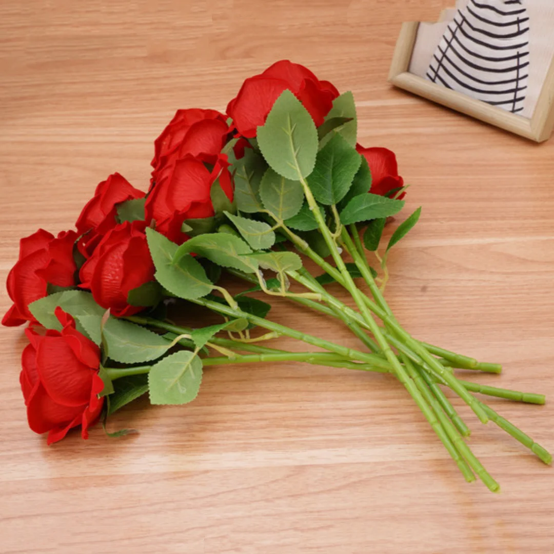 

Red Velvet Ring Box Soft-To-The-Touch Rose Flower Earring Case Flocked Rose Jewelry Box Elegant Artificial Rose Ring Box