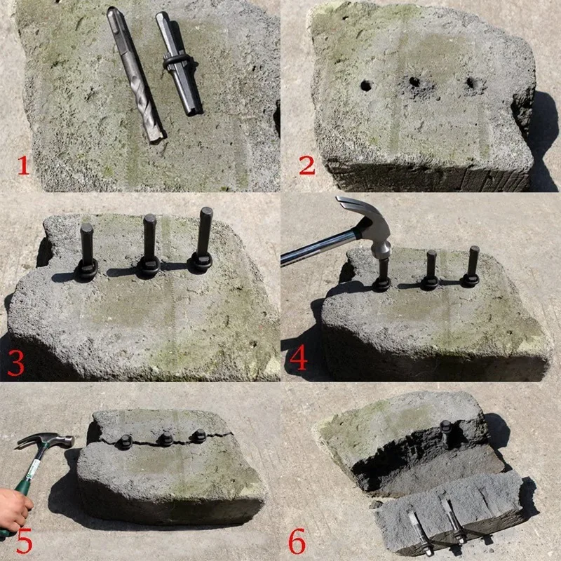 2025 New 5Pcs Stone Splitter Wedge, Iron Stone Splitter Clip, Quarrying Tool, Electric Hammer, Diamond Head