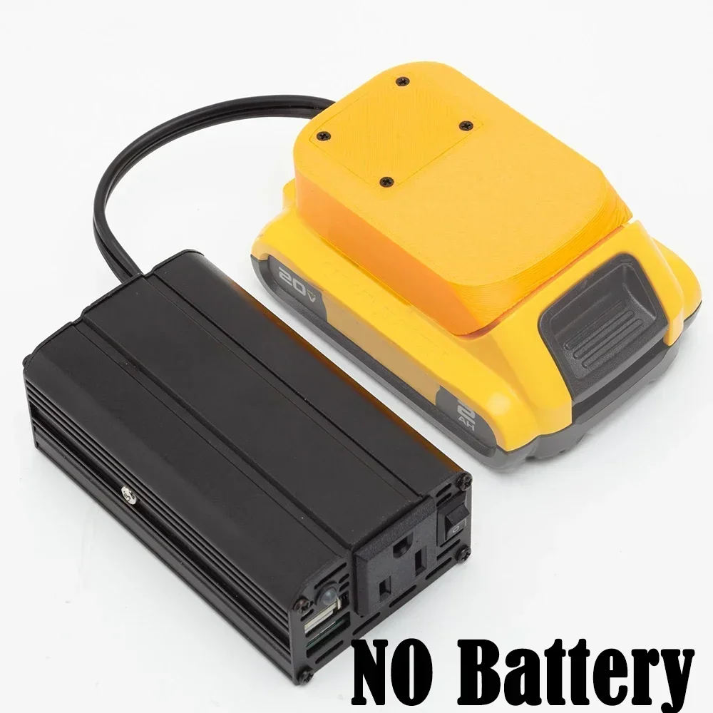 200W Power Inverter Outlet Adapter Compatible with for DeWalt 18V DC to 120V AC with Dual USB Powered Compact Cordless Inverter