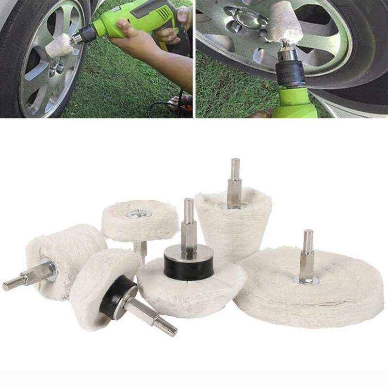 Almohadilla de pulido para pulir, Kit de fregona, pulido de joyería, acero inoxidable, aluminio, madera, 6 uds., plástico, acero inoxidable