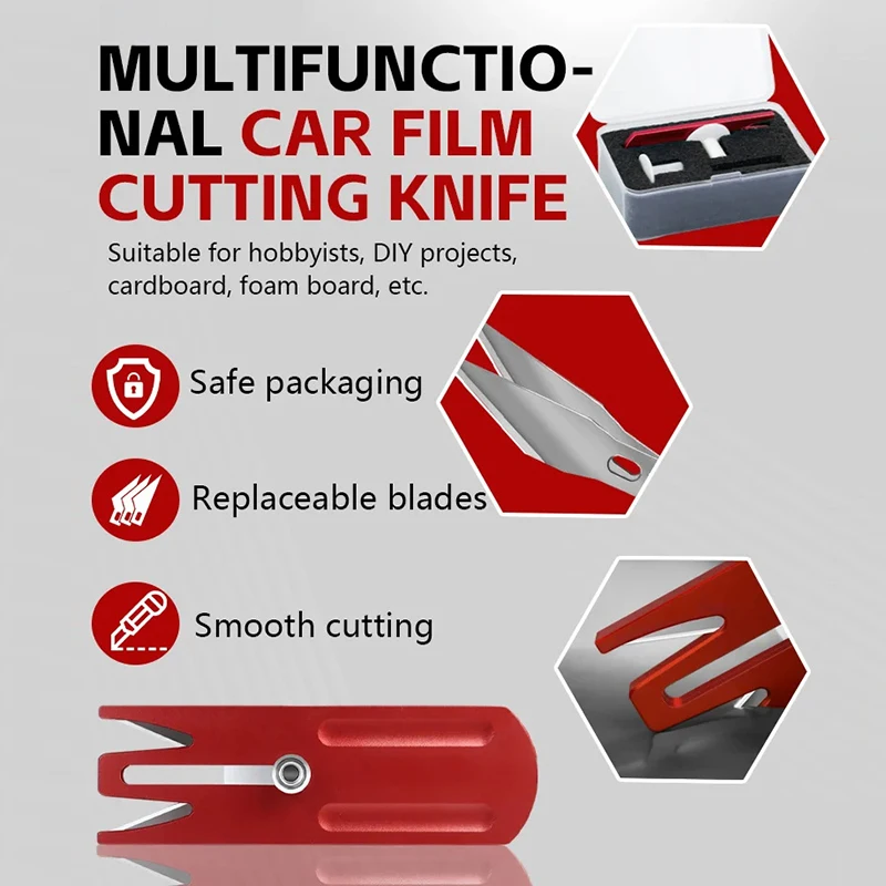 Multifunctional Film Cutting Knife Wrapping Paper Cutter With Packaging Box Safety Paper Cutting Tool For Window Tint Car Wrap