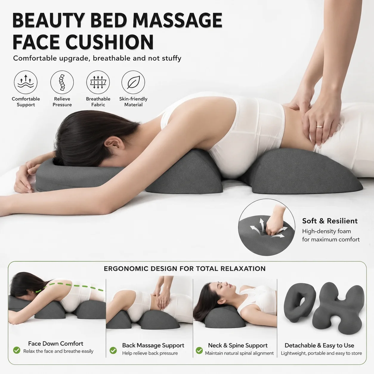 Professional Salon Facial Pillow Lumbar Pillow for Face Down Massage Ergonomic with Breathing Holes for Spa Facial Care Beauty