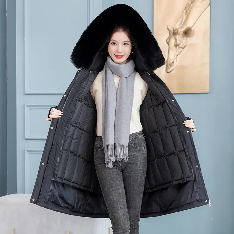 Women's long cotton clothes Winter clothing Removable cotton-padded clothes Fashion warm jacket