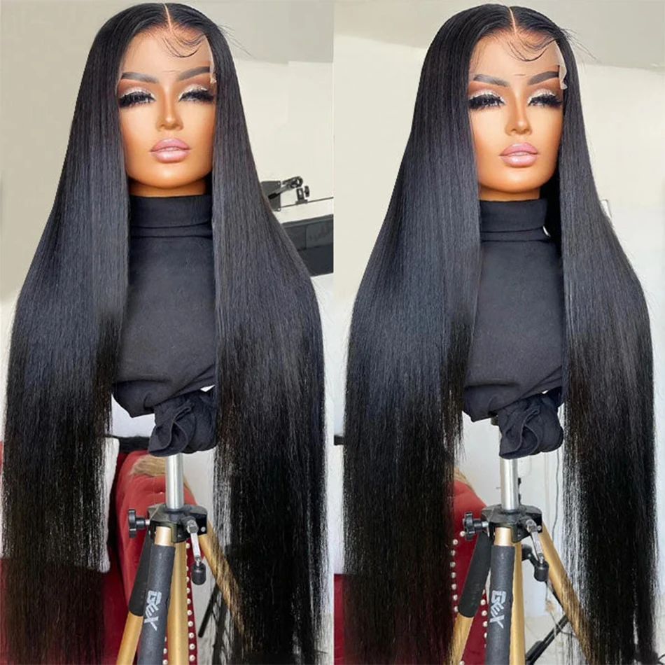 13x4 HD Lace Front Wigs Bone Straight Brazilian Human Hair Pre Plucked with Baby Hair Natural Color Transparent Lace Front Wigs