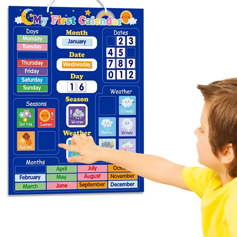 Kids Calendar Learning First Daily Magnetic Calendar Kids Weather Station Preschool Learning Toy Classroom Calendar Set