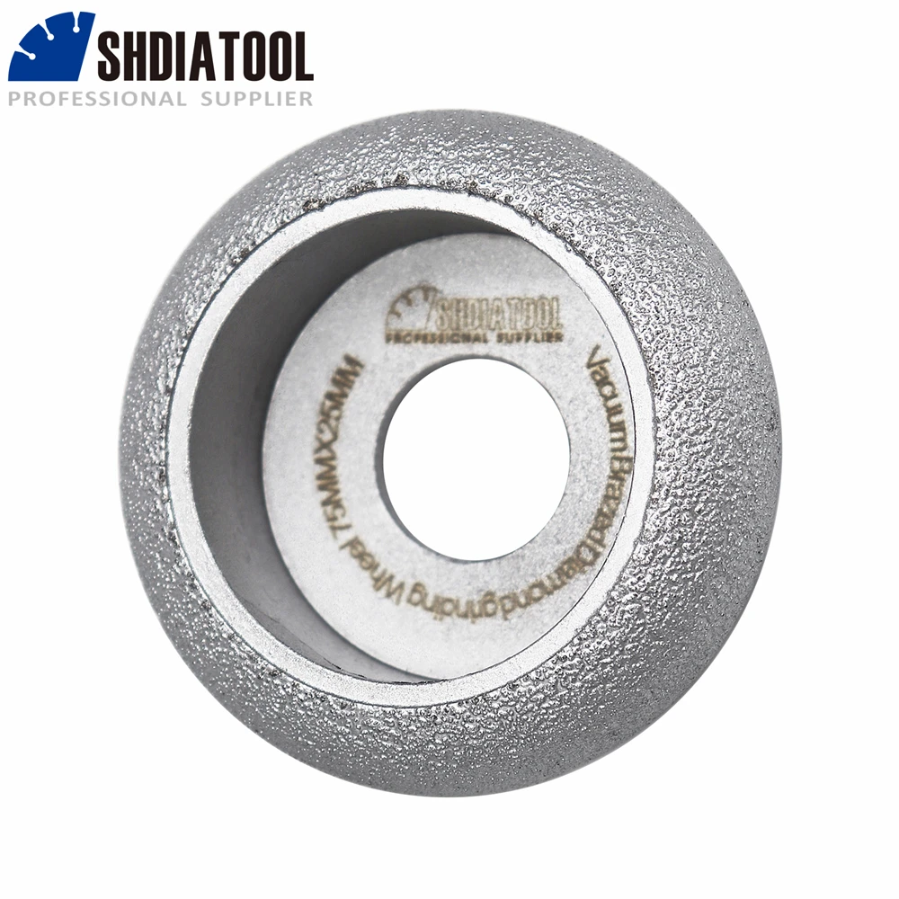 Shdiatool rebolo convexo de diamante soldado a vácuo 75mm x 25mm para mármore granito e roda de perfil de quartzo