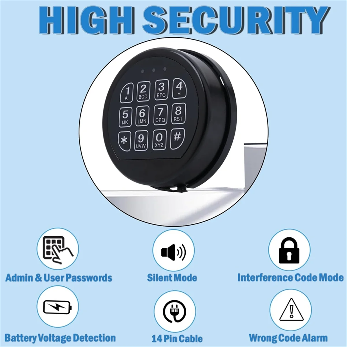 

ABNJ Safe Replacement Lock with 2 Emergency Keys Black Safe Keypad Electronic Lock for Home, Commercial and Industrial