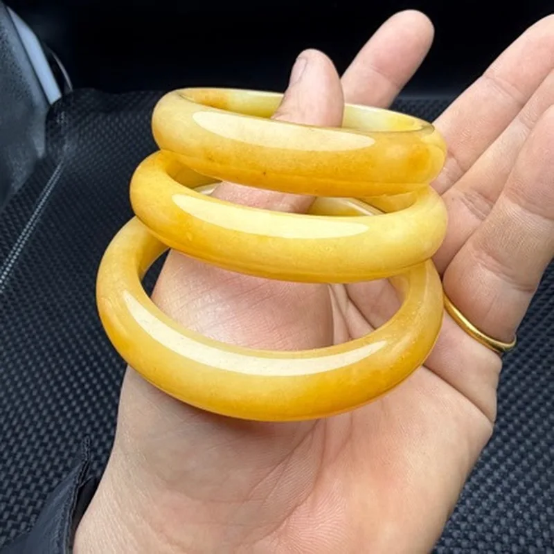 Natural Huanglong , Xinjiang Golden Silk Jade , Yellow Jadeite Bracelet