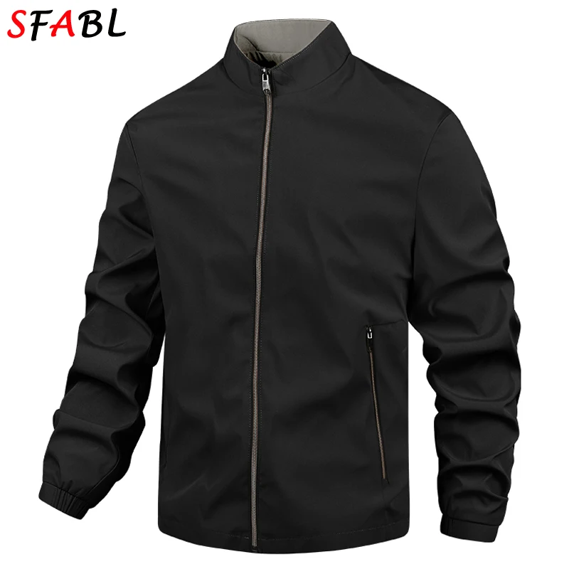 

Luxury Full Zip Up Jacket Men Casual Jacket Spring Autumn Slim Fit Men's Jackets Coats Male Office Social Outerwear Solid Color