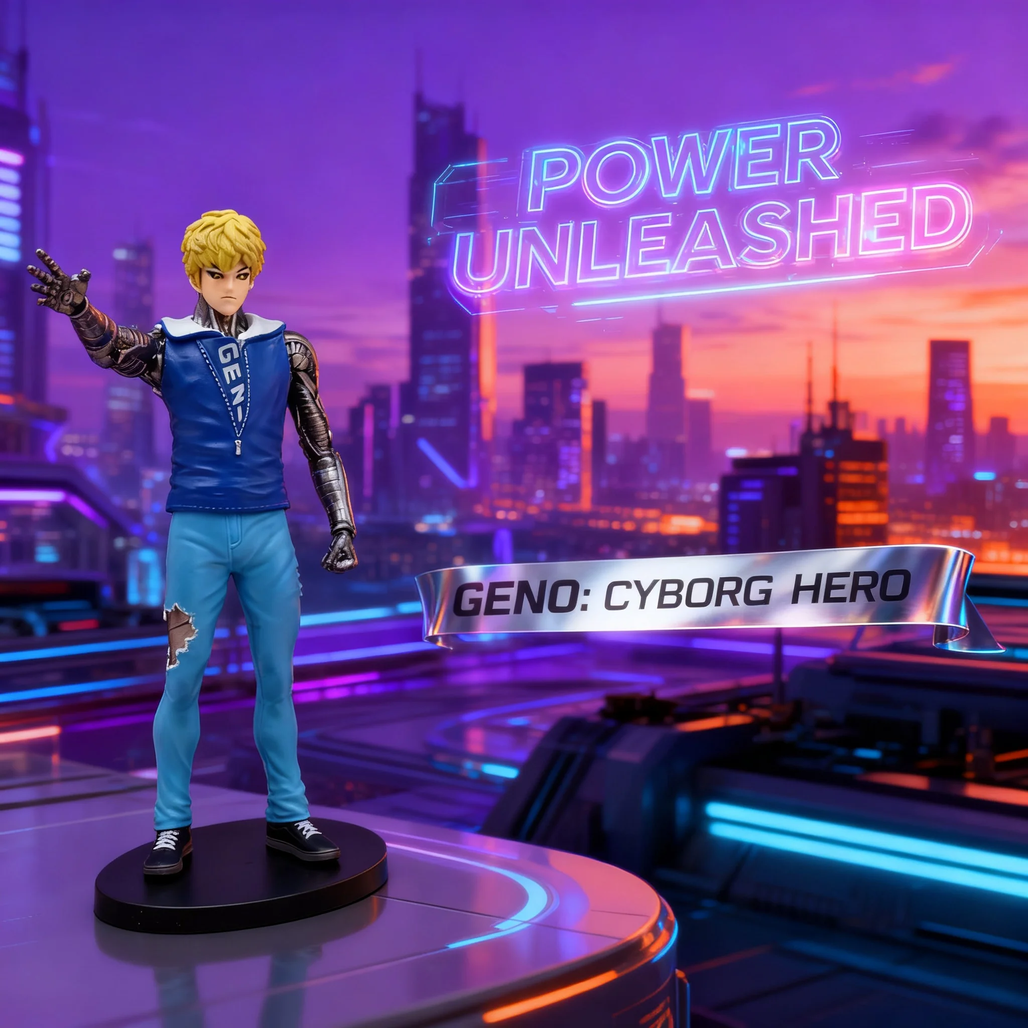 New One Punch Man Genos Figure Model Desktop Computer Peripherals Decor Wholesale Anime Collectible Gift for Fans