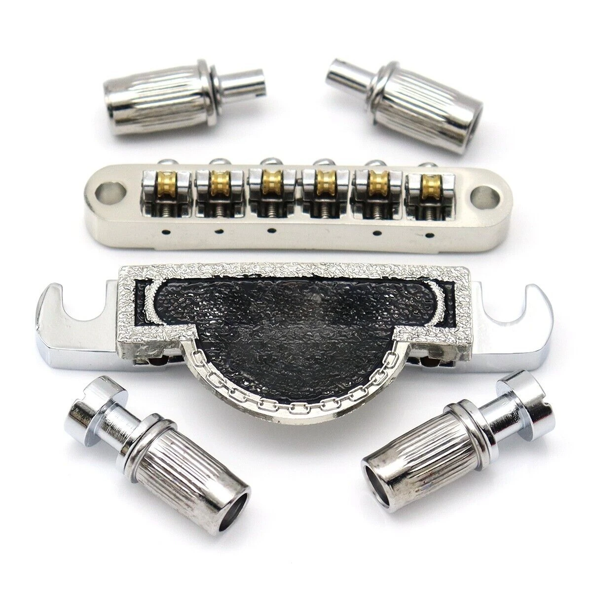 

Tiger Face Electric Guitar Roller Saddle Tune-O-Matic Bridge Chrome for LP SG