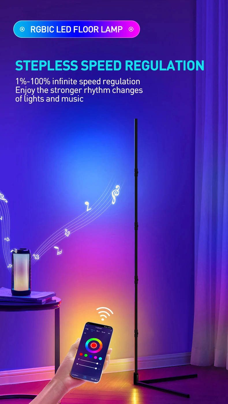 Tuya RGB Floor Lamp 200cm White Smart APP Remote Control Modern Corner Floor Light Atmospheric Festival LED Stand Lighting