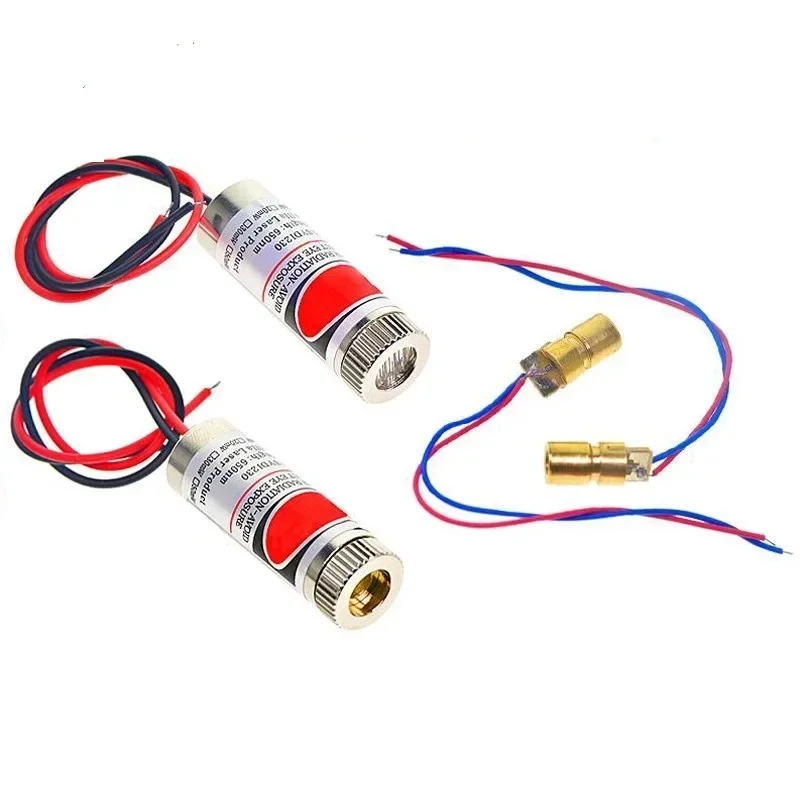 1PC 650nm 5mW Red Point / Line / Cross Laser Module Head Adjustable Laser Diode Head Copper Semiconductor Laser Tube