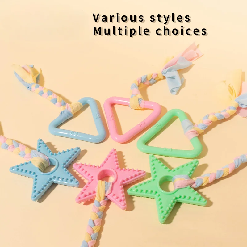 

Pet Toy Woven Rope TPR Five Pointed Star Puppy Toy Resistant To Biting and Grinding Teeth Candy Colored Triangle