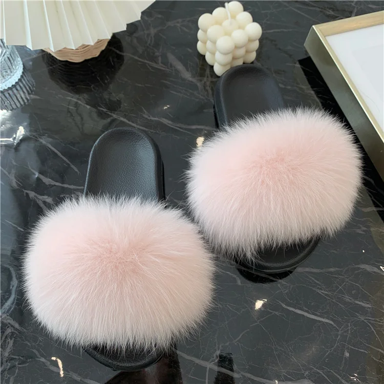 KTCZ Genuine Fox Fur Slippers EVA 9