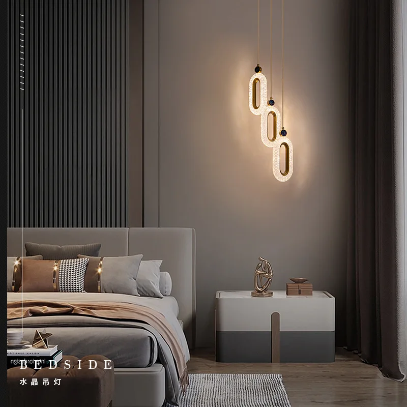 درج الثريا الكريستال الثريا الحديثة بسيطة مصباح الجدار شنقا مكتب غرفة نوم السرير خط طويل كريستال