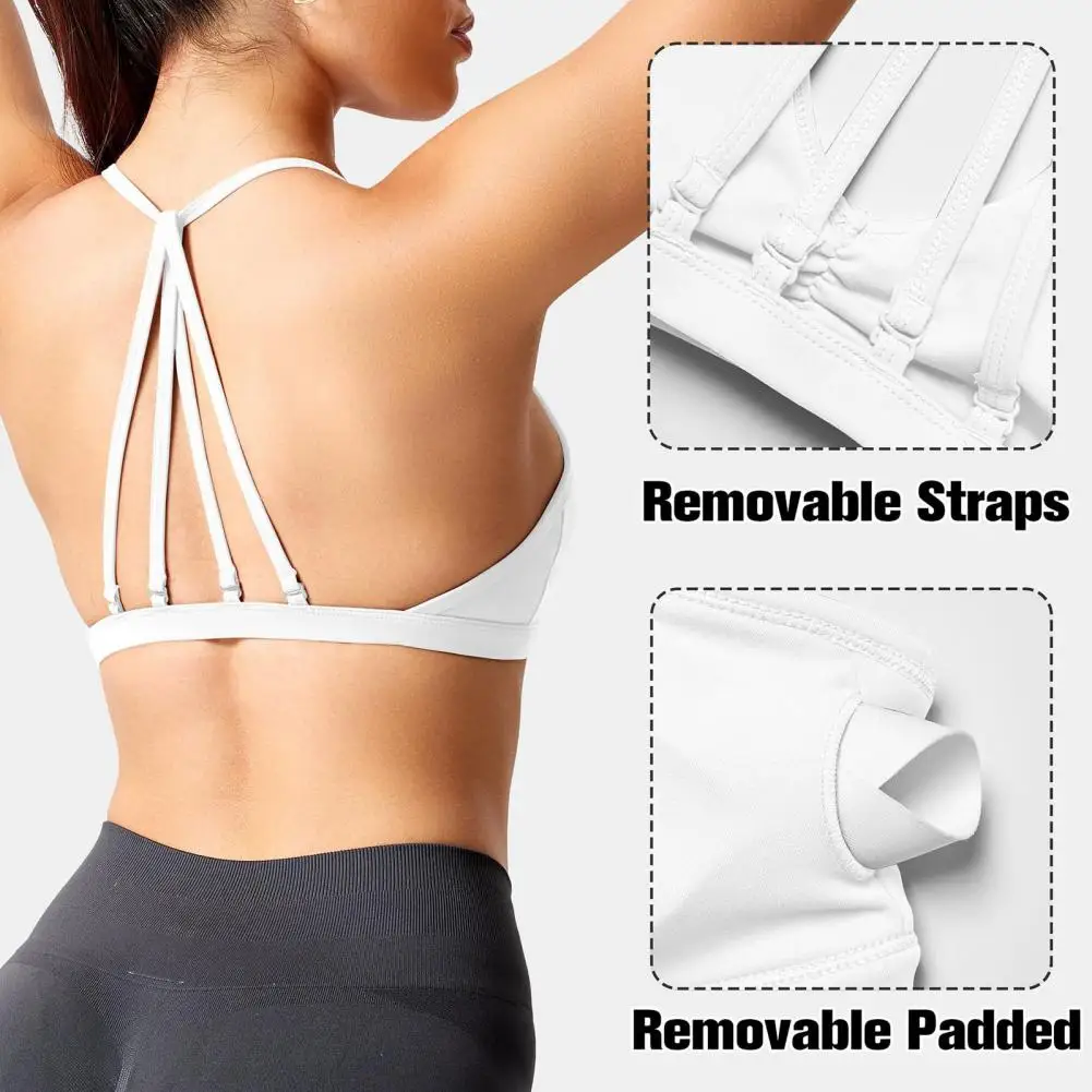 

Yoga Crop Top Strappy Racerback Women's Sports Bra with Removable Strap for Yoga Gym Workouts Wireless Quick Drying Fitness
