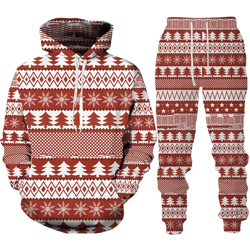 3D Print Hoodies Men Christmas Snowflake Graphic Ornament Xmas Tree Elk Casual Y2k Long Sleeve Pullovers High-quality Oversize