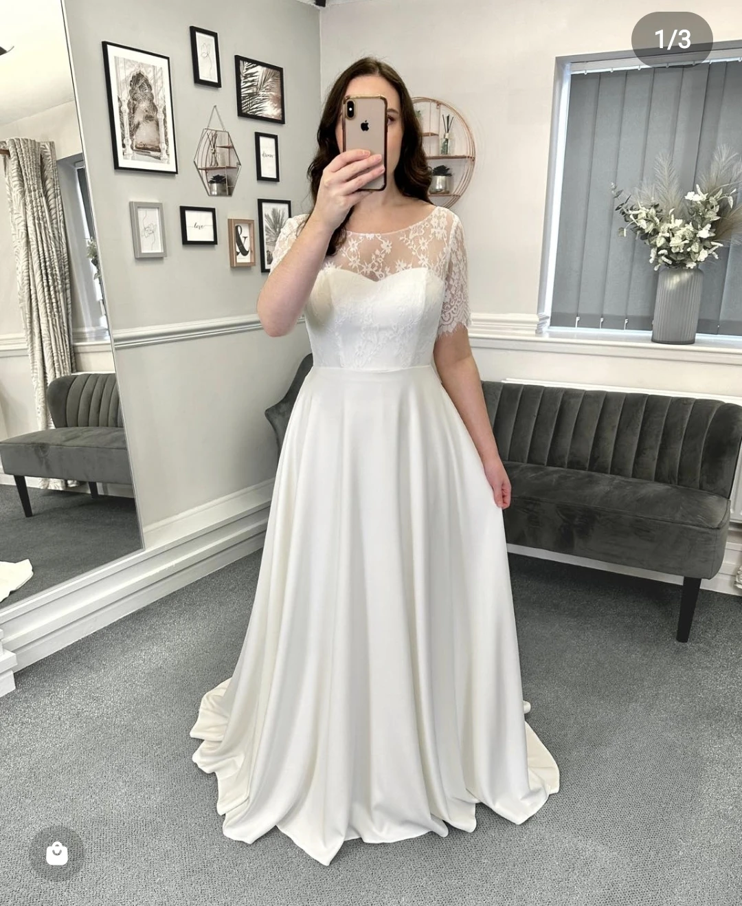 

A-Line Wedding Dress Half Sleeve Civil Bridal Gowns For Women Lace Appliques With Crystal Belt Sweep Trainn Customize To Measur