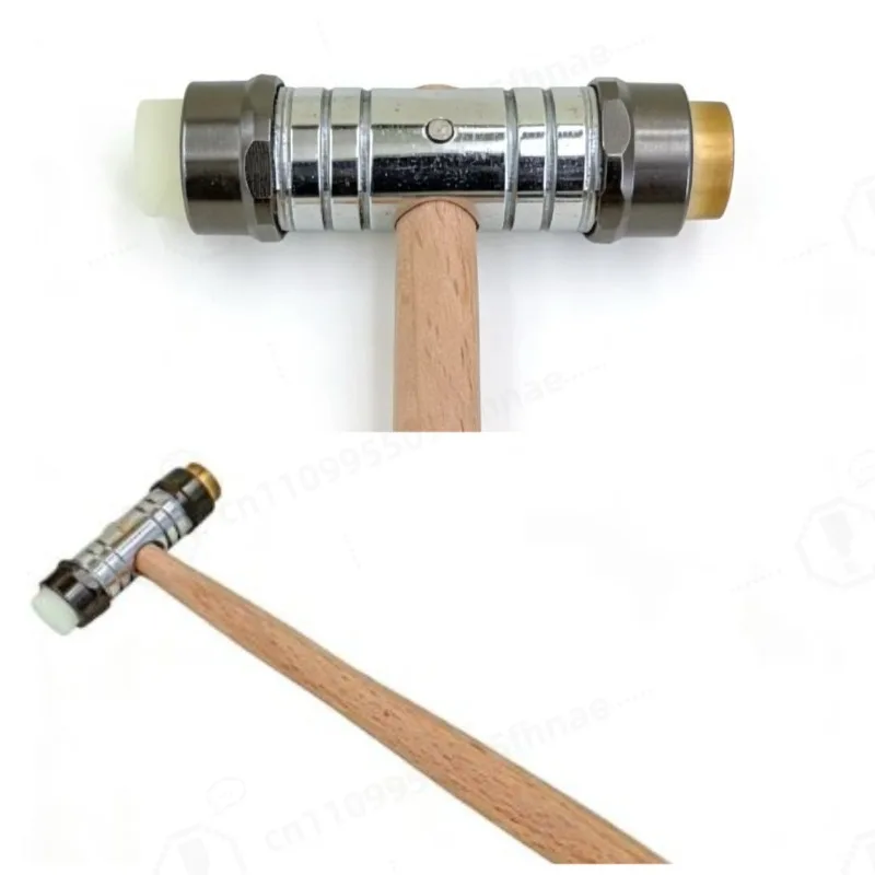 Upgraded Model Double Head Watchmaker HammerWooden Handle Rubber Brass Interchangeable Replaceable Hammer Head Watch Repair Tool