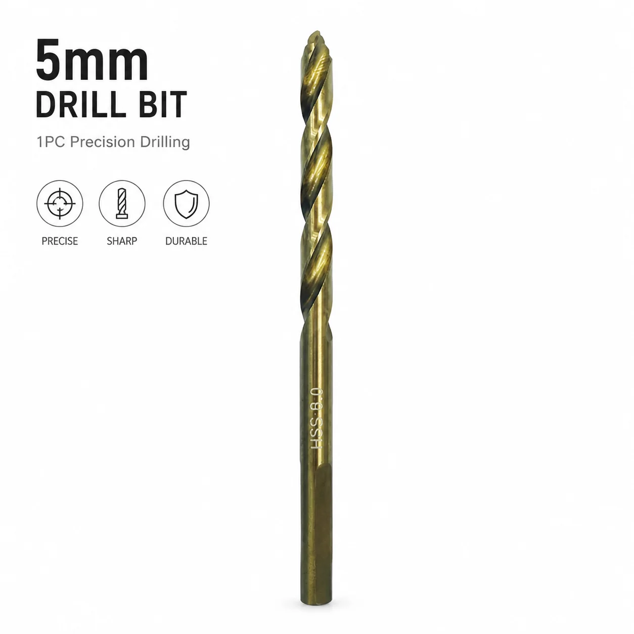 Single 5mm Cobalt Alloy Twist Drill Bit, Wear Resistant High Hardness Bit for Home Repair Woodworking & Metal Drilling Jobs