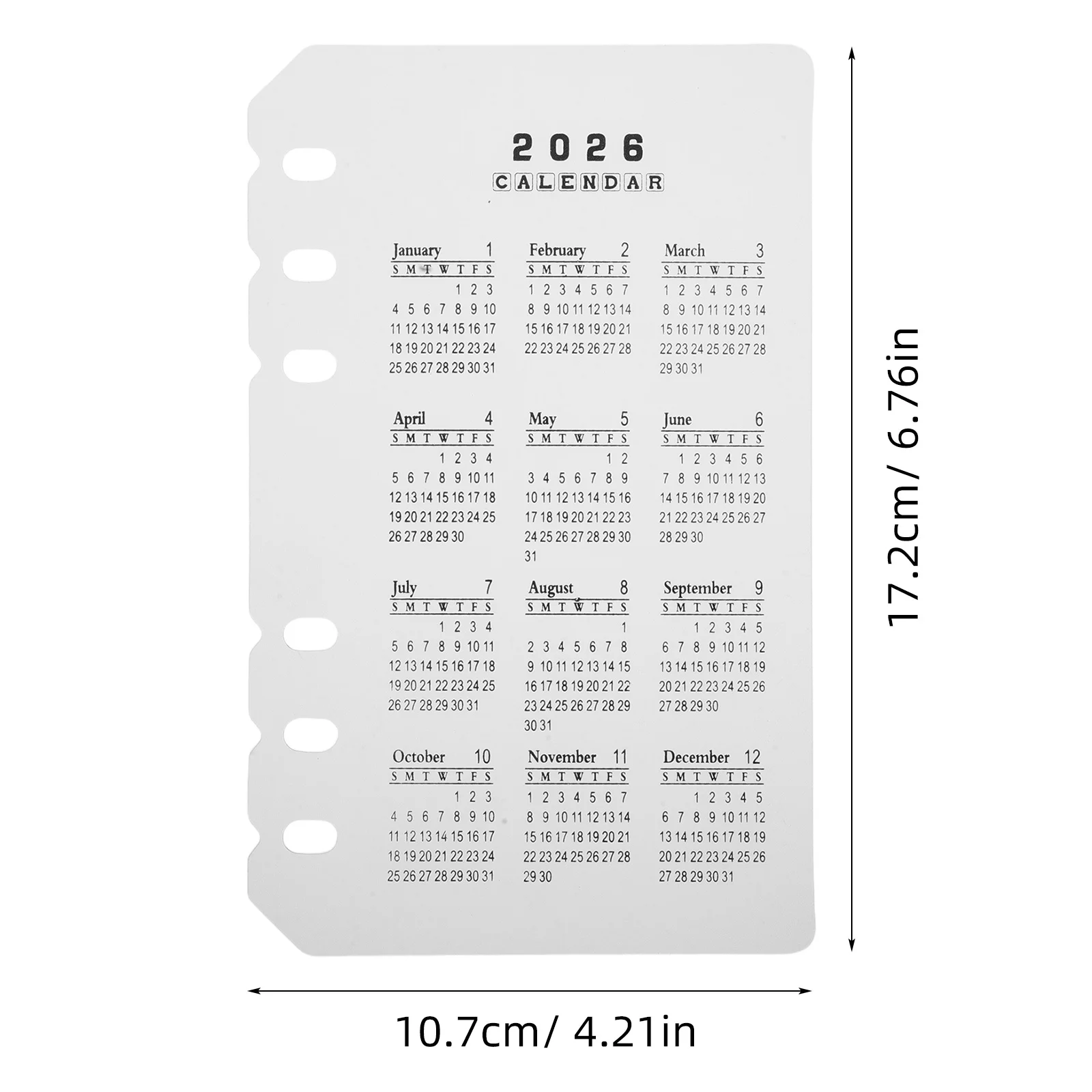4Pcs Plastic Frosted Calendar Dividers 2026 6-Hole A6 Transparent Binder Inserts Refillable DIY Index Dividers for Planner