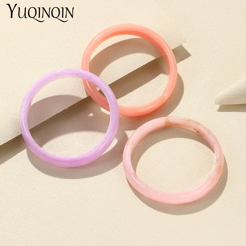 3PCS/Set Trendy Fashion Resin Acrylic Bangles For Women Geometry Round Colorful Bangle Bracelets Charm Simple Party Punk Jewelry