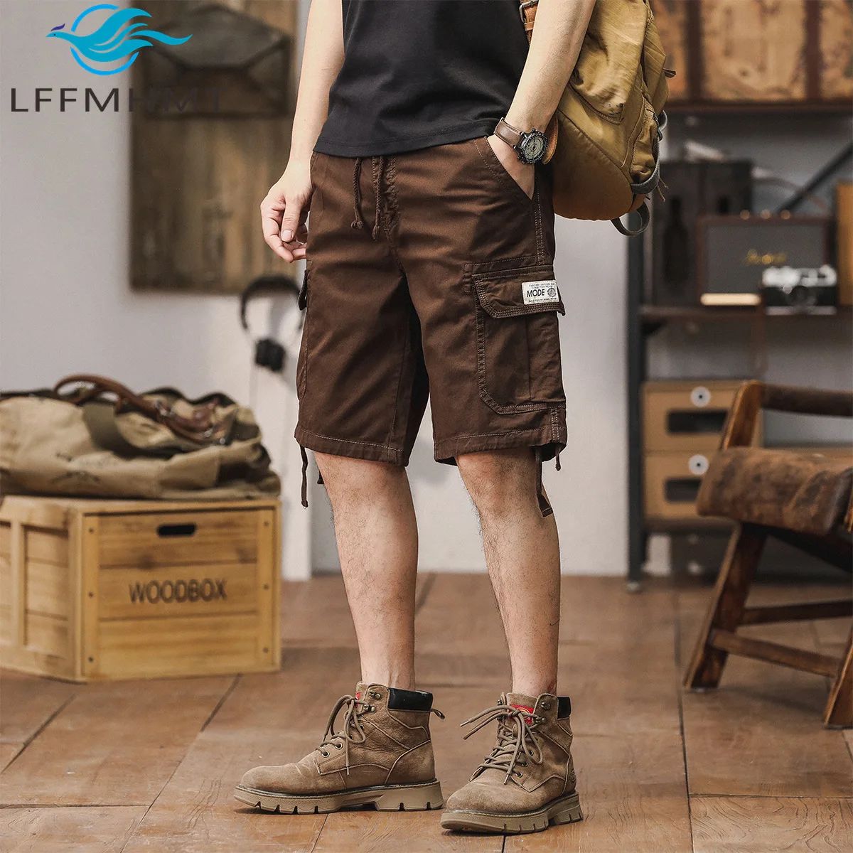 3696 Men's Khaki Cargo Shorts Summer Fashion Multi Pocket Outdoor Sport Loose Casual Half Length Cotton Pants Vintage Streetwear