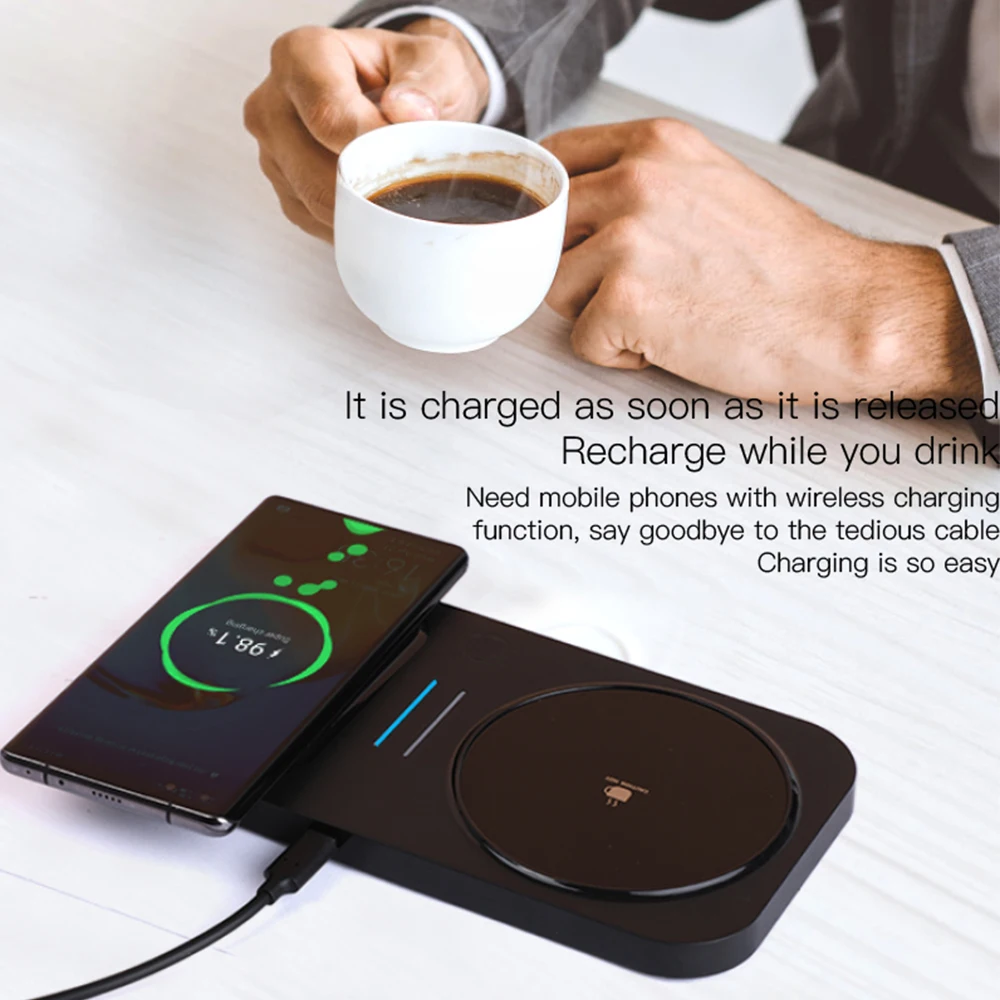 Thermostatic Thermos Coaster Heating Office Smart Wireless Charger For Mobile Phone Headset Watch Charging Home USB Cup Warmer